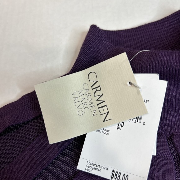 Carmen Marc Valvo Long Sleeve Purple Blouse Small New With Tags   215 - Picture 4 of 7
